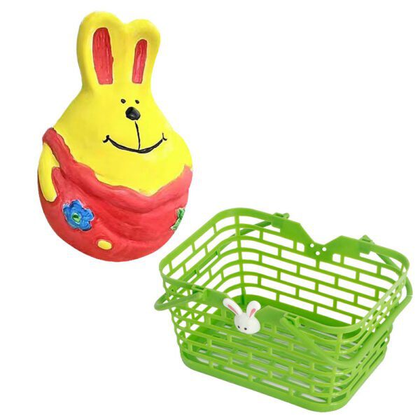 Καλαθάκι πλαστικό με κεραμικό λαγό για μπογιάτισμα και jumbo  μαρκαδόρους