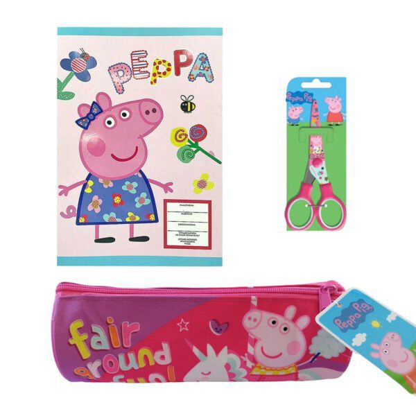 Peppa Pig Κασετίνα με Ψαλίδι και Peppa Pig (Γουρουνάκι) Τετράδιο 40 Φύλλων 17x25cm