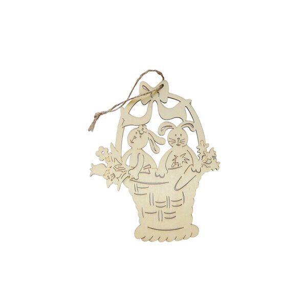 Ξύλινο Πασχαλινό κρεμαστό με κουνελάκια