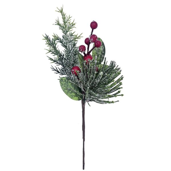 Κλωνάρι πεύκο χιονισμένο με γκι 30x15cm