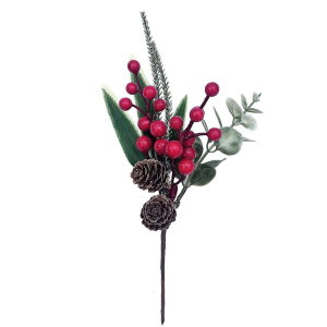 Κλωνάρι με γκι φύλλα και κουκουνάρια 26x15cm