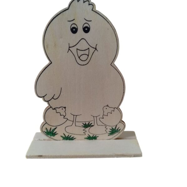 Ξύλινο Πασχαλινό κοτοπουλάκι με στάντ - 20x15,5 cm